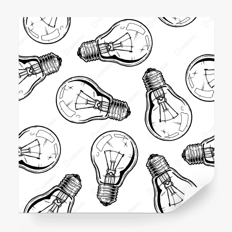 Wall mural hand-drawn light bulb pattern