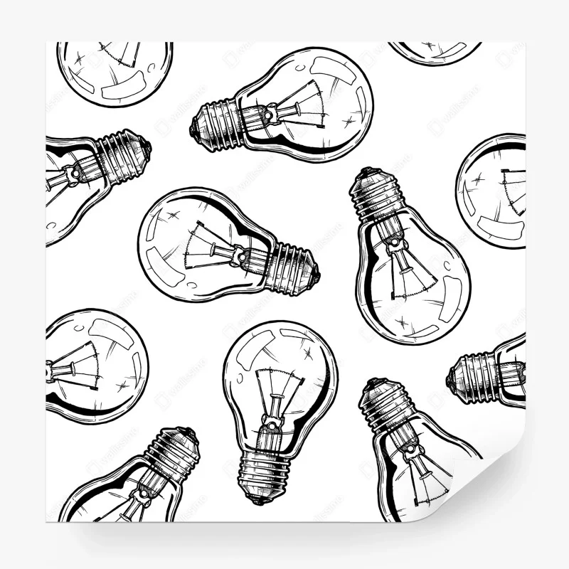Wall mural hand-drawn light bulb pattern