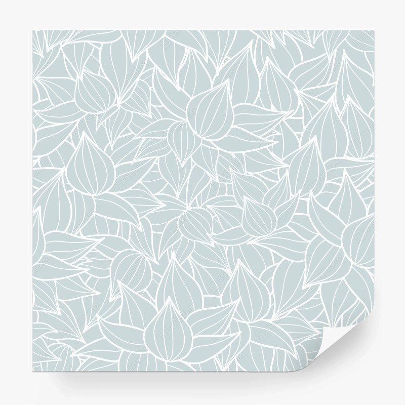 Wall mural soft turquoise leaf pattern