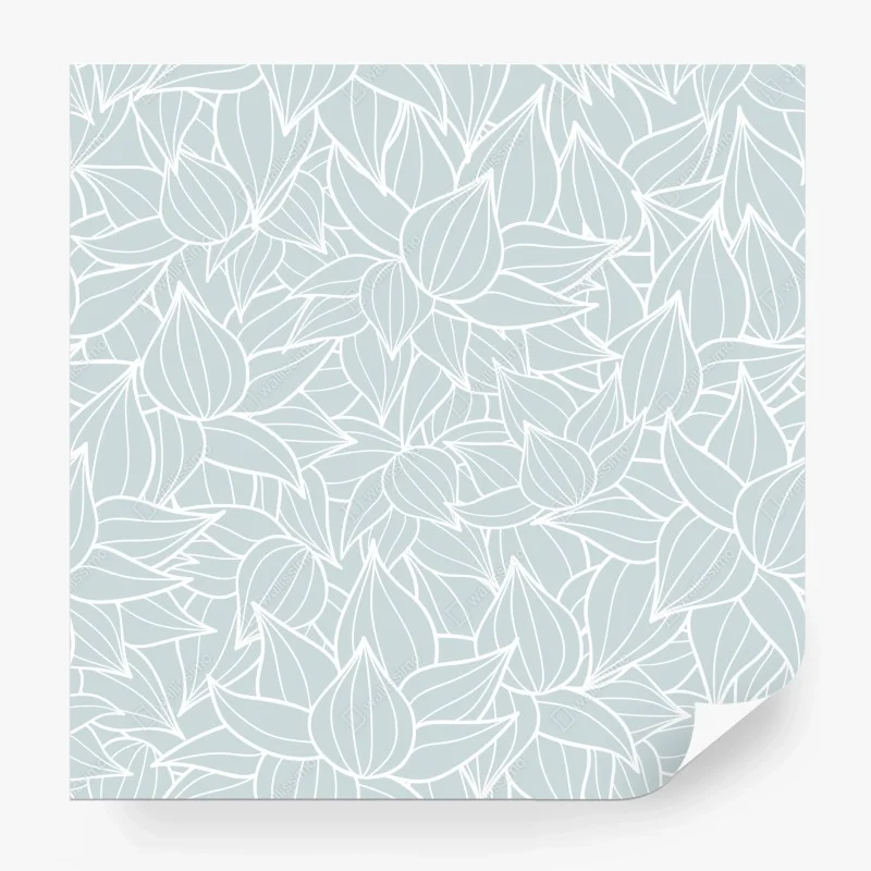 Wall mural soft turquoise leaf pattern