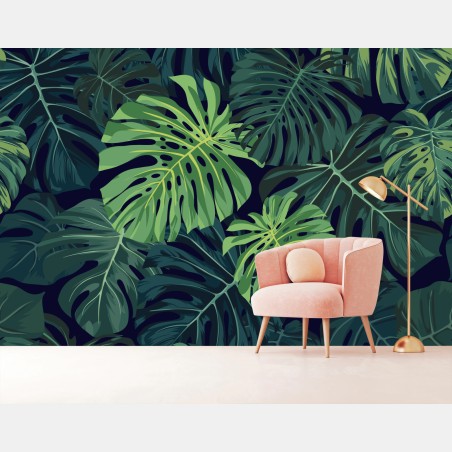 Wall mural tropical monstera leaves pattern • Wallissimo®