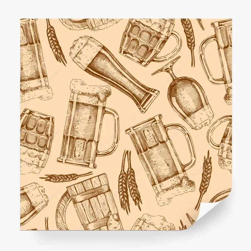 Wall mural vintage beer mug pattern