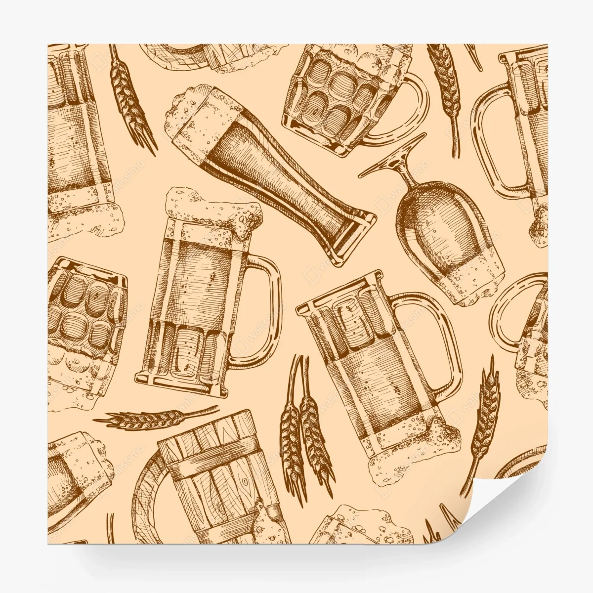 Wall mural vintage beer mug pattern ⁕ Wallissimo®