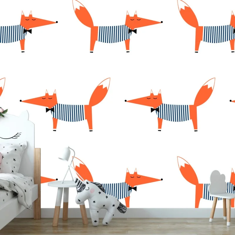 Wall mural cute striped fox pattern