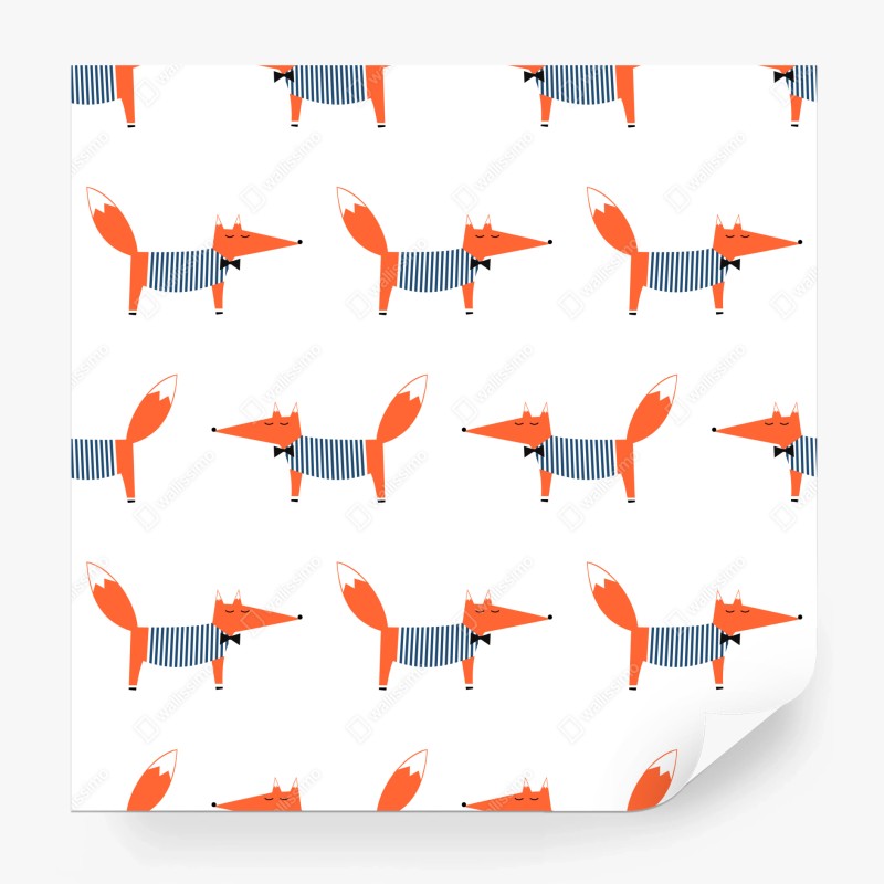 Wall mural cute striped fox pattern