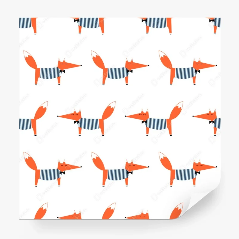 Wall mural cute striped fox pattern