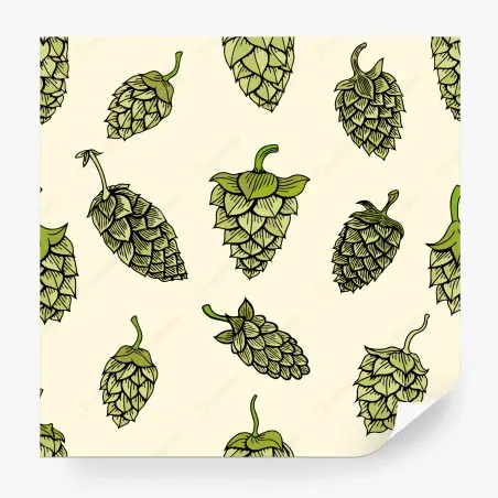 Wall mural hand-drawn hops pattern • Wallissimo®