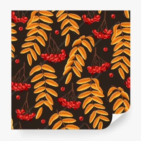 Wall mural autumn rowan leaves pattern • Wallissimo®