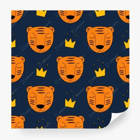 Wall mural playful tiger pattern for kids wall art • Wallissimo®
