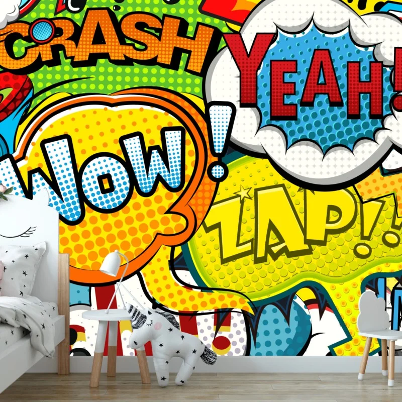 Wall mural vibrant comic pop art collage