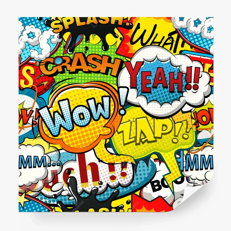 Wall mural vibrant comic pop art collage