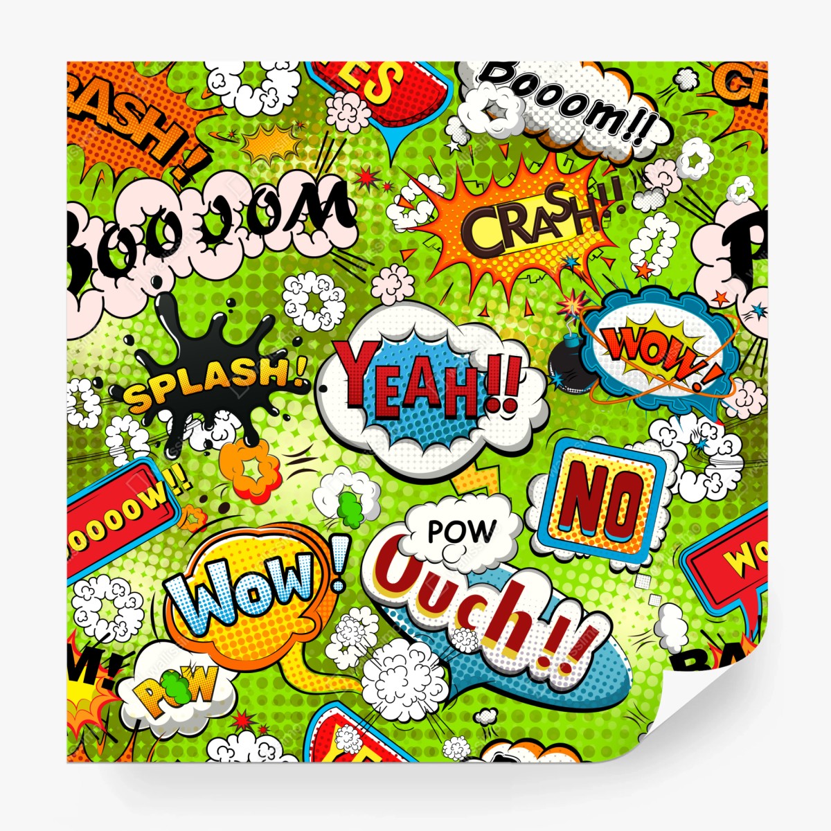 Wall mural vibrant pop art comic collage • Wallissimo®
