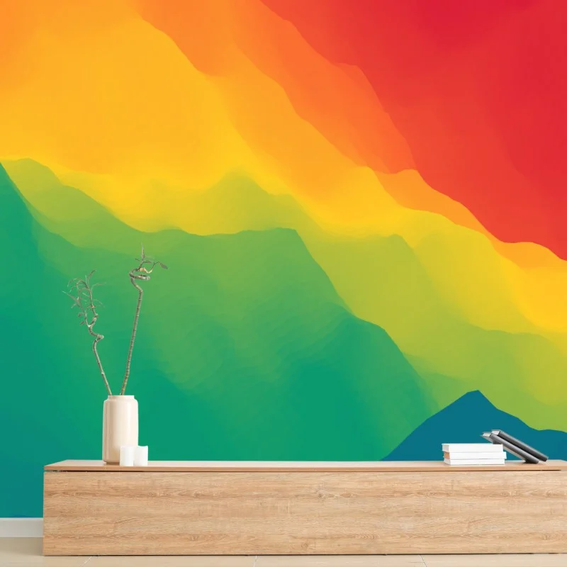 Wall mural vibrant layered mountain gradient