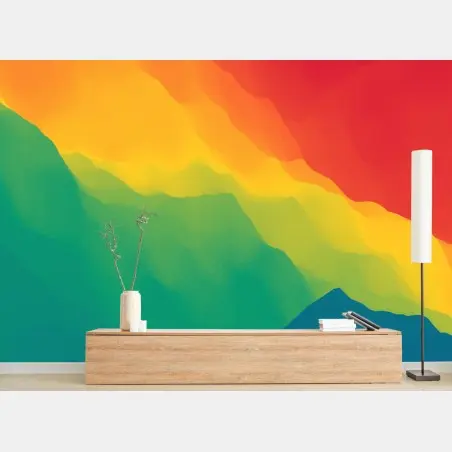 Wall mural vibrant layered mountain gradient • Wallissimo®