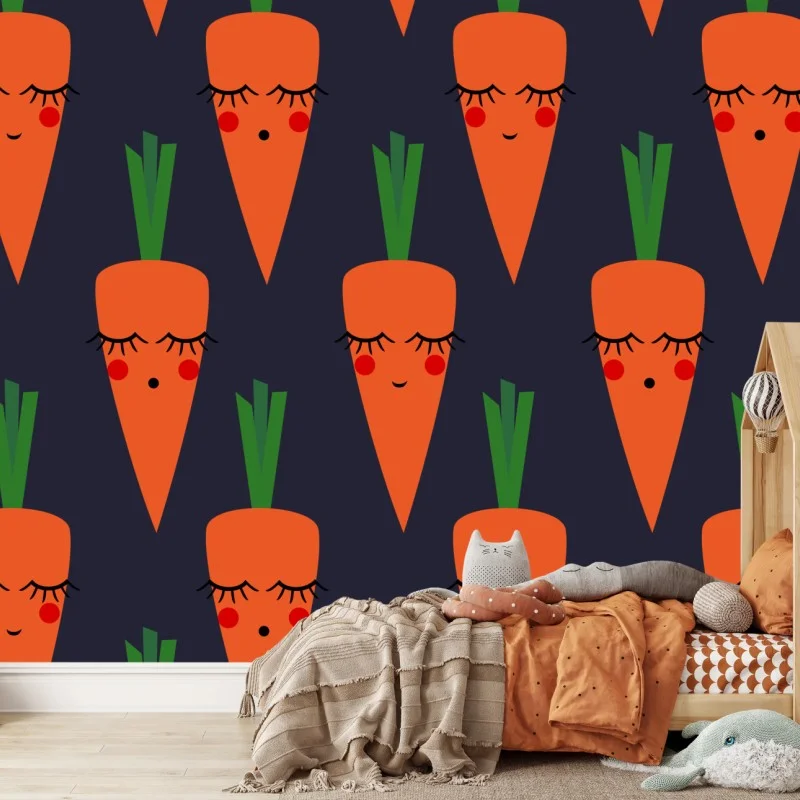 Wall mural cute carrot pattern for kids