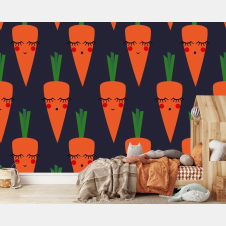 Wall mural cute carrot pattern for kids • Wallissimo®