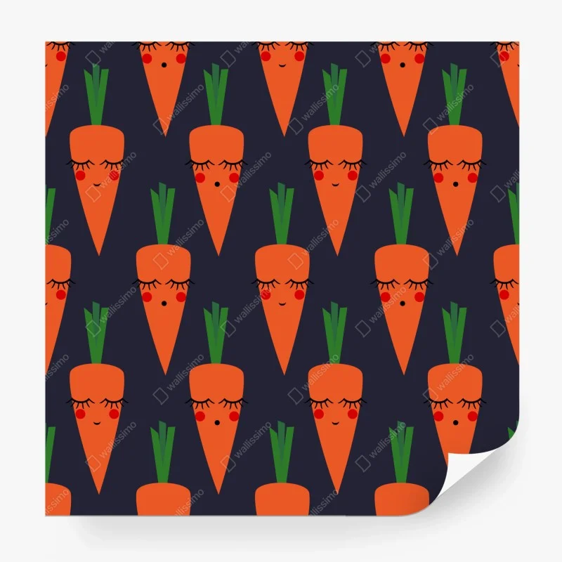 Wall mural cute carrot pattern for kids