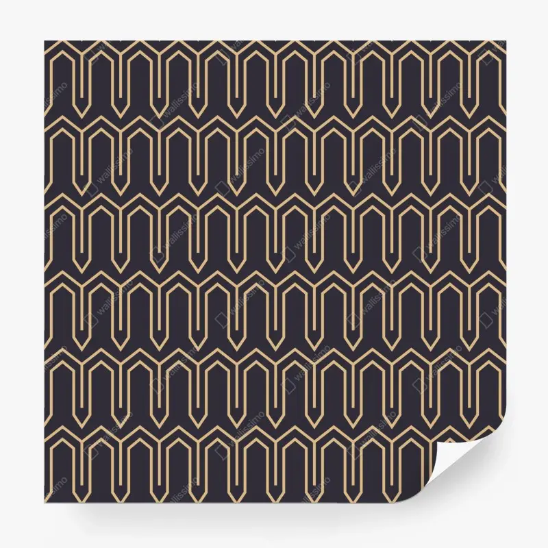 Wall mural art deco geometric pattern in gold and black
