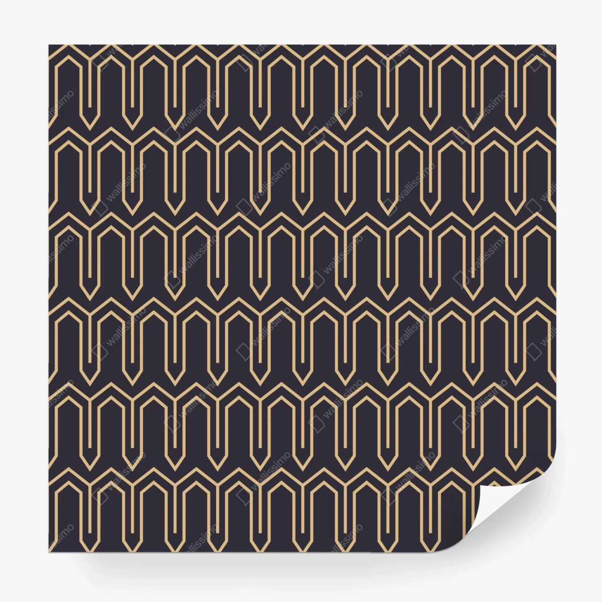 Wall mural art deco geometric pattern in gold and black • Wallissimo®