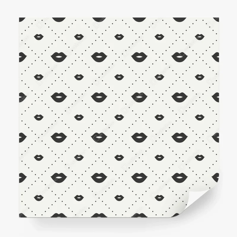 Wall mural minimalist monochrome lips pattern
