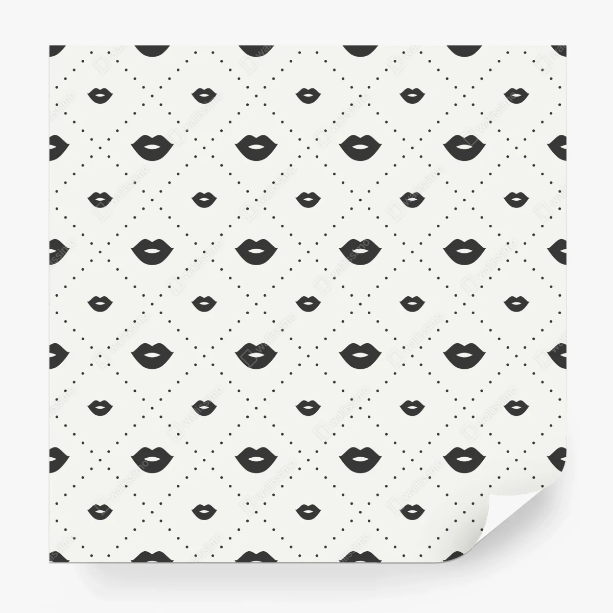 Wall mural minimalist monochrome lips pattern • Wallissimo®