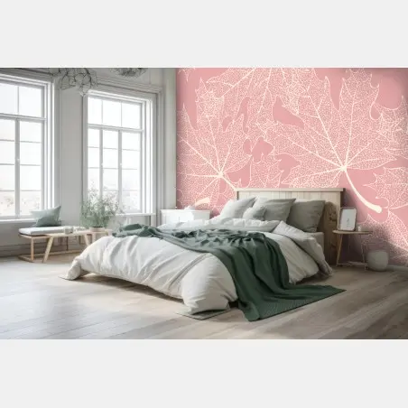 Wall mural delicate pink leaf pattern • Wallissimo®