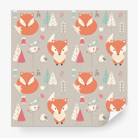 Wall mural cute woodland fox pattern • Wallissimo®