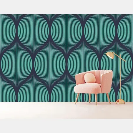 Wall mural turquoise geometric teardrop pattern • Wallissimo®