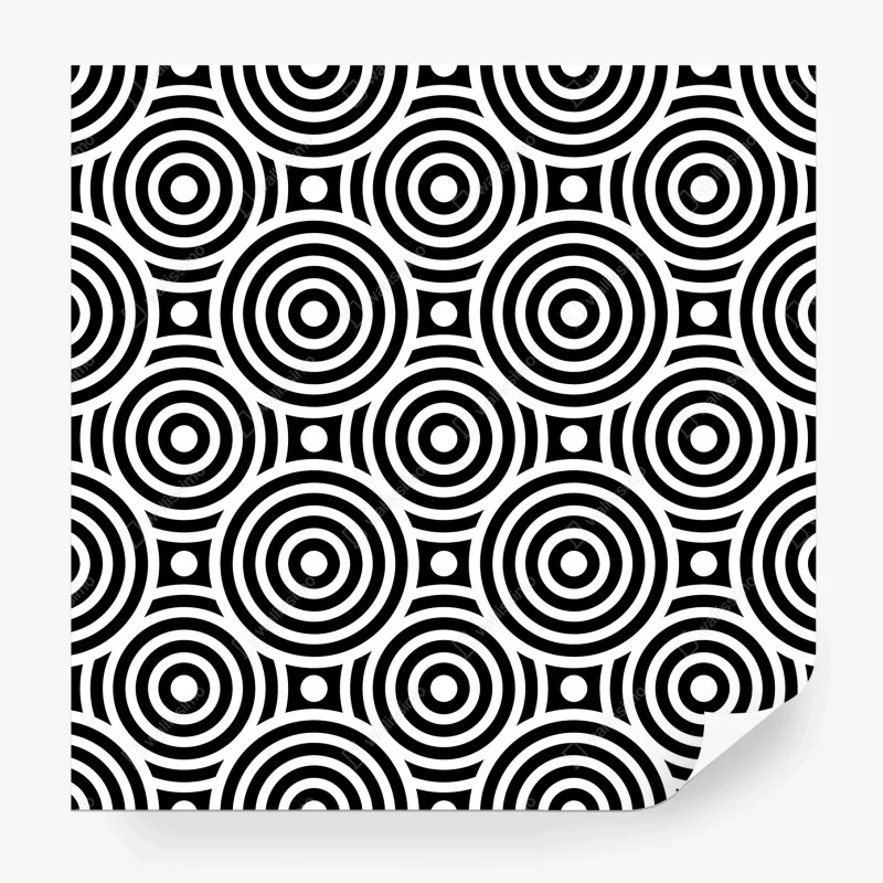 Wall mural black and white concentric circle pattern