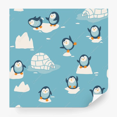 Wall mural playful penguin nursery pattern • Wallissimo®
