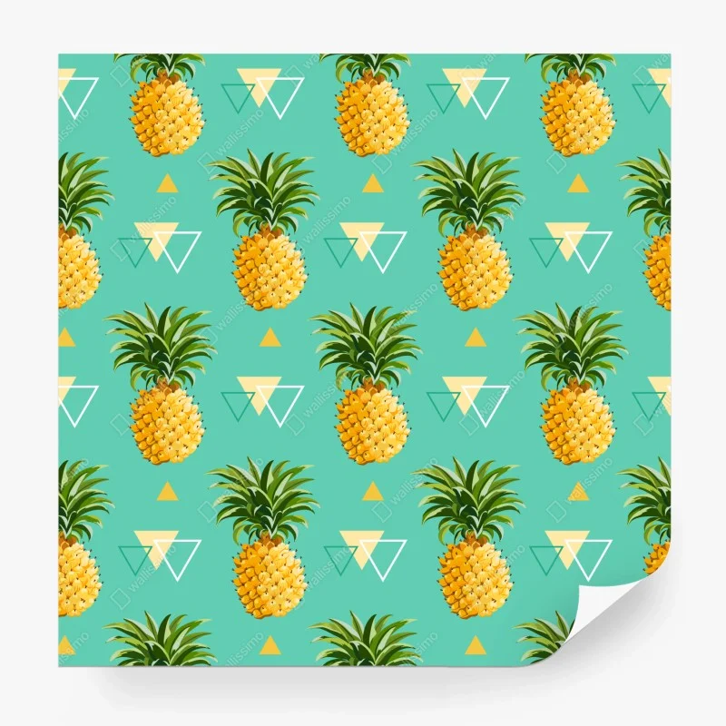 Wall mural tropical pineapple pattern on turquoise background