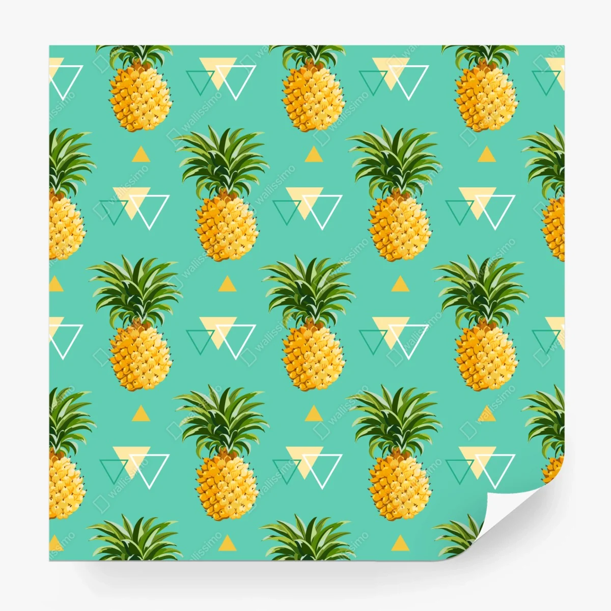 Wall mural tropical pineapple pattern on turquoise background ⁕ Wallissimo®