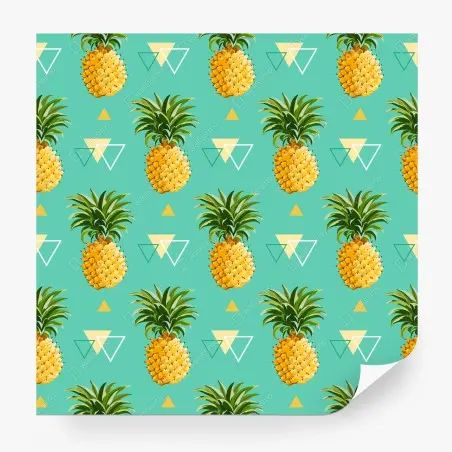 Wall mural tropical pineapple pattern on turquoise background • Wallissimo®