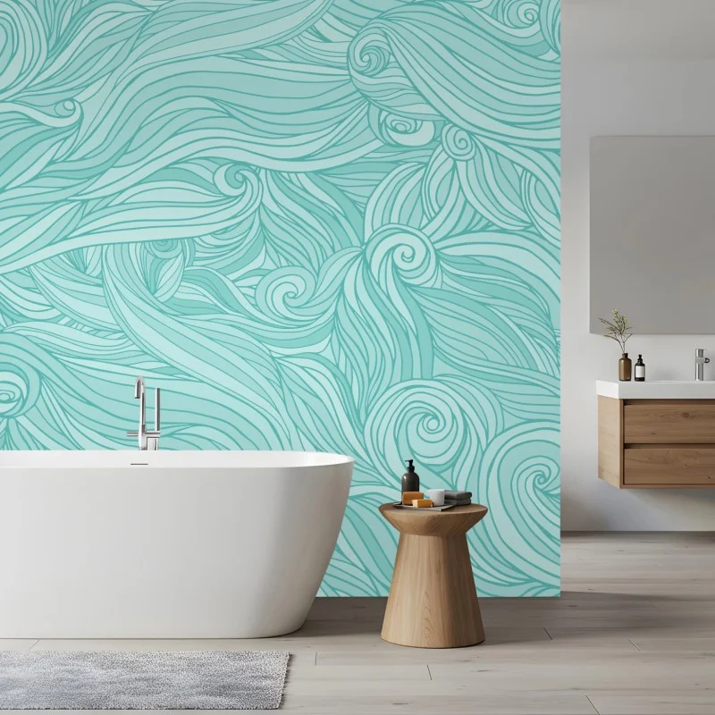 Wall mural turquoise wave pattern wall art