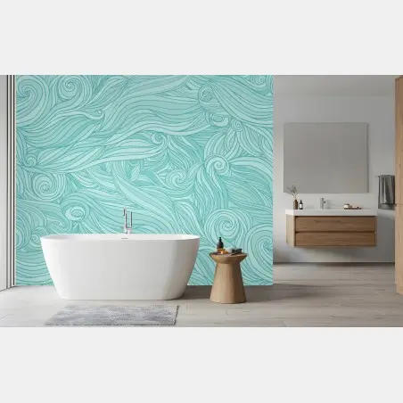 Wall mural turquoise wave pattern wall art • Wallissimo®