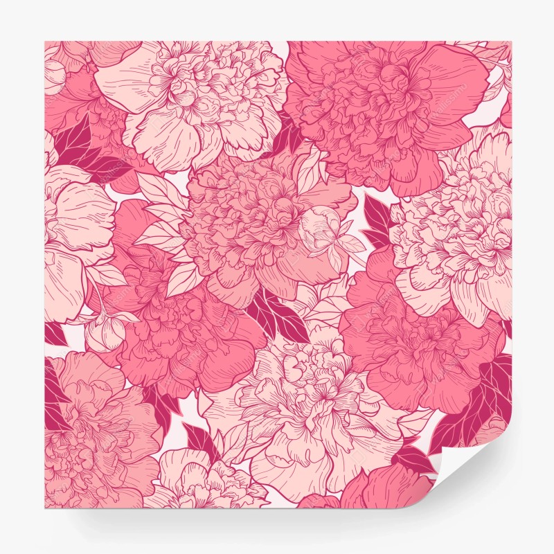 Wall mural pink peony floral pattern