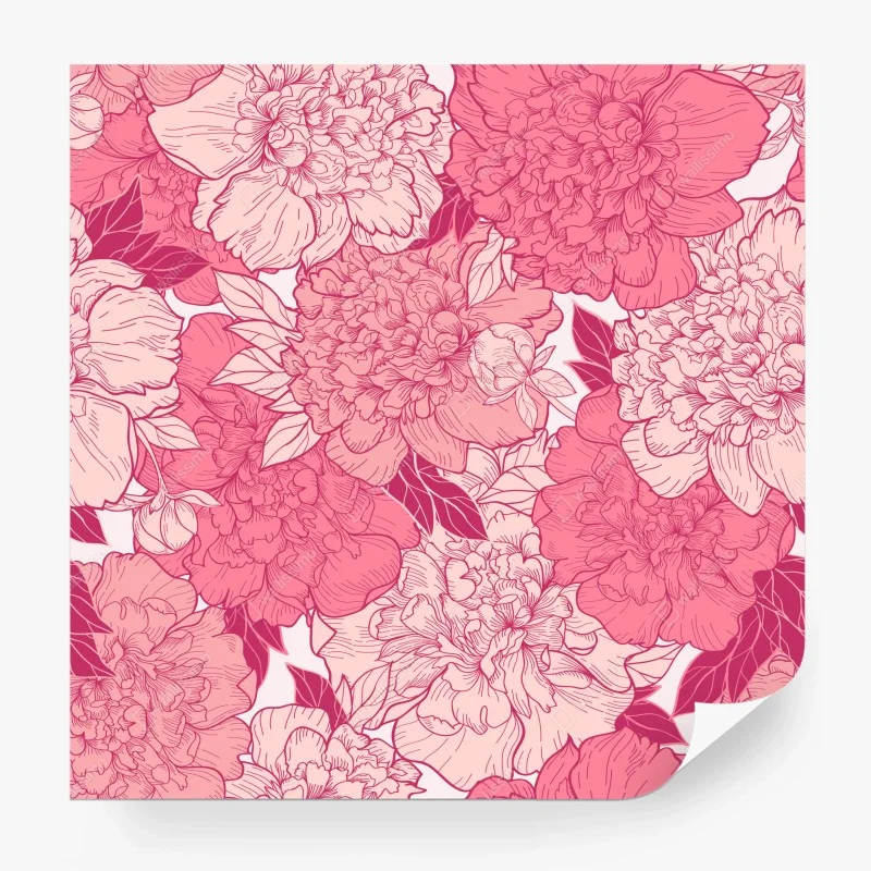 Wall mural pink peony floral pattern