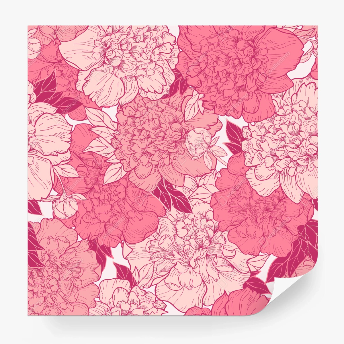 Wall mural pink peony floral pattern • Wallissimo®