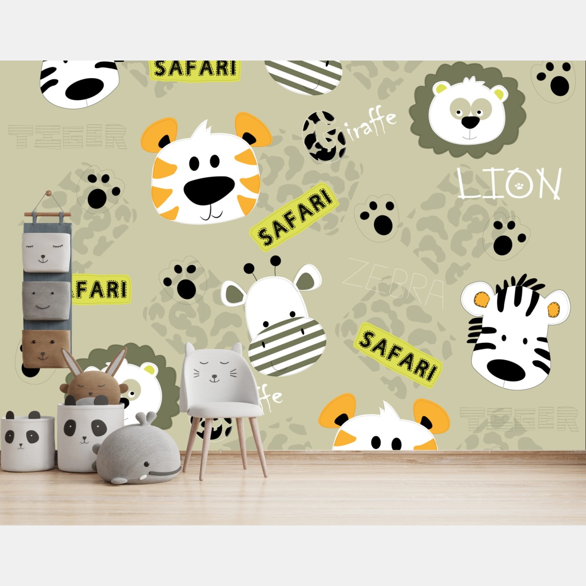 Wall mural cute safari animals nursery pattern • Wallissimo®