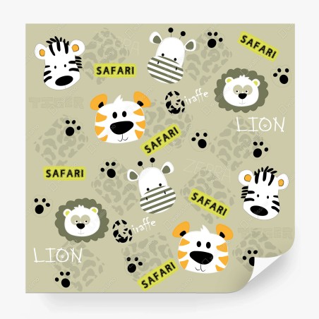 Wall mural cute safari animals nursery pattern • Wallissimo®