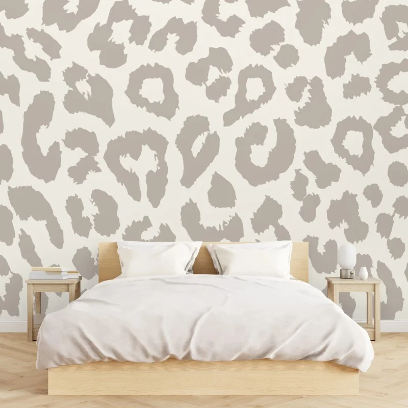 Wall mural neutral beige leopard print pattern