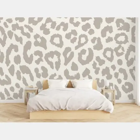 Wall mural neutral beige leopard print pattern • Wallissimo®