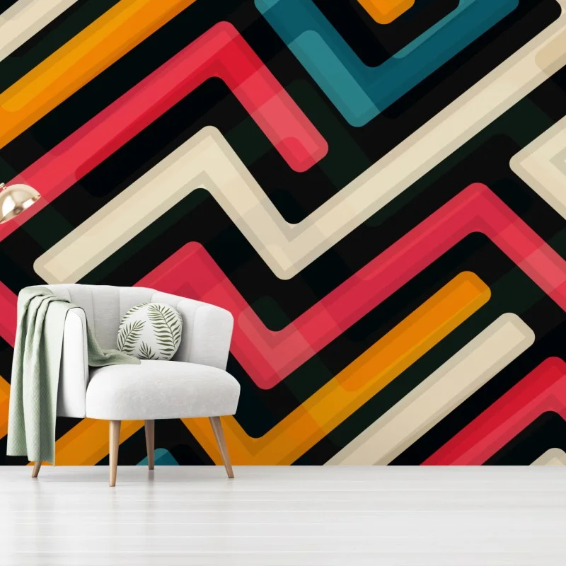 Wall mural colorful geometric maze pattern