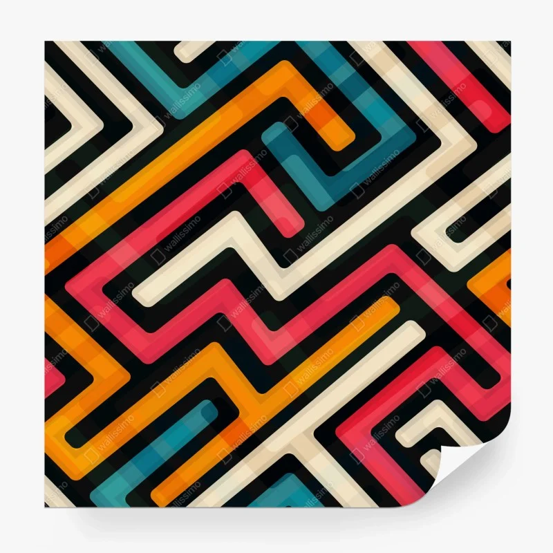 Wall mural colorful geometric maze pattern