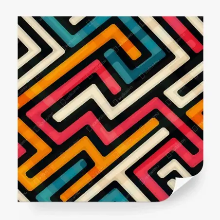 Wall mural colorful geometric maze pattern • Wallissimo®