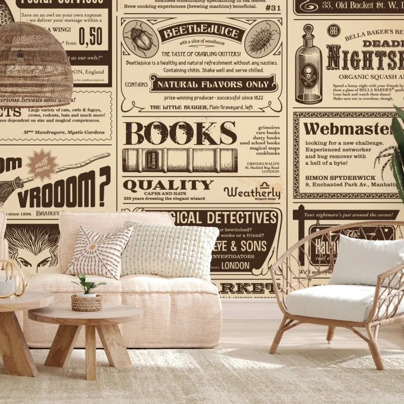 Wall mural vintage magical ephemera collage