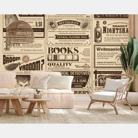 Wall mural vintage magical ephemera collage • Wallissimo®