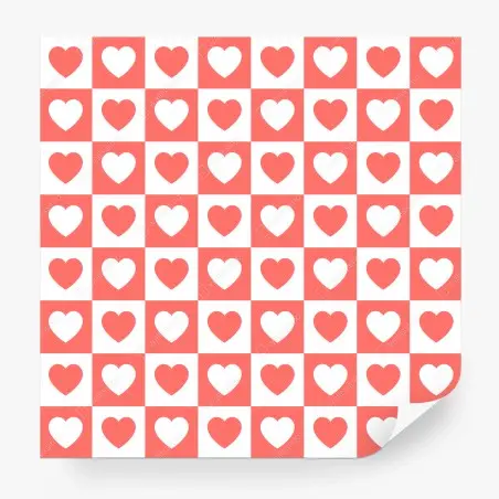 Wall mural pink heart checkerboard pattern • Wallissimo®