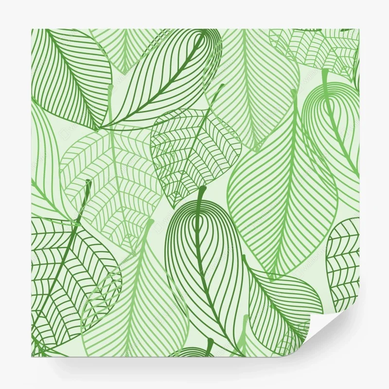 Wall mural green botanical leaf pattern