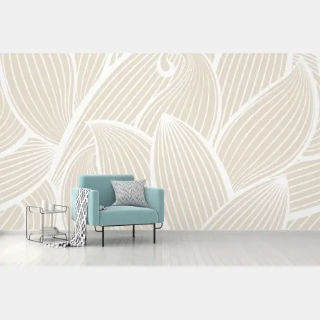 Wall mural soft beige botanical pattern • Wallissimo®